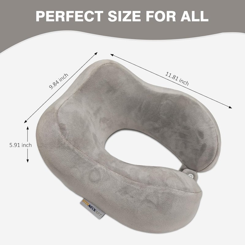 VITANECKART Hump Travel Pillow, High-end Memory Foam Neck Pillow, Double Support for Neck, Head and Chin, 360° Ergonomic Design Full Neck wrap Pillow, Suitable for Office, Airplane and car (Grey) - Image 2